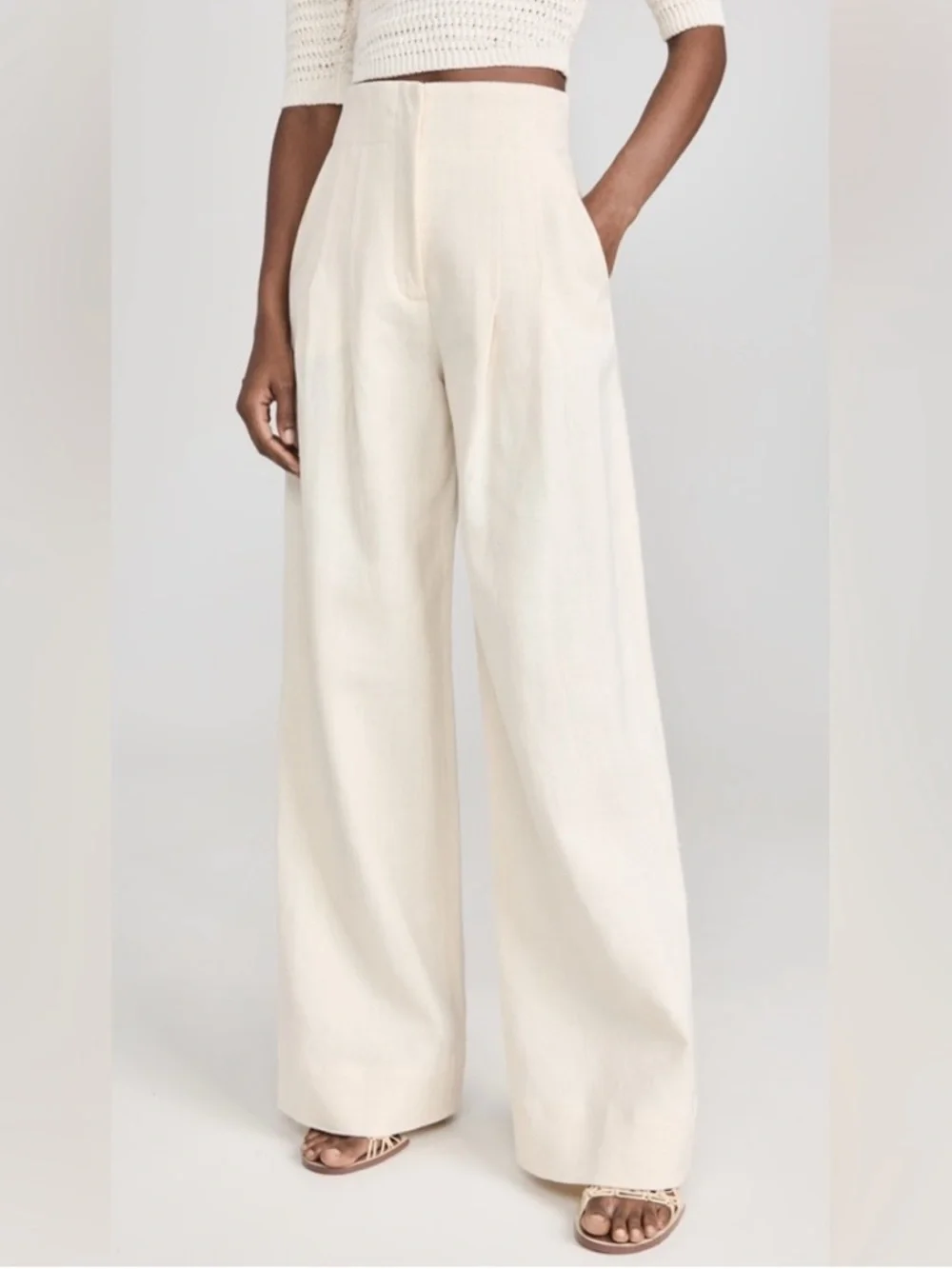 A.L.C Bennett Linen High Waisted Wide Leg Pants Size: 14